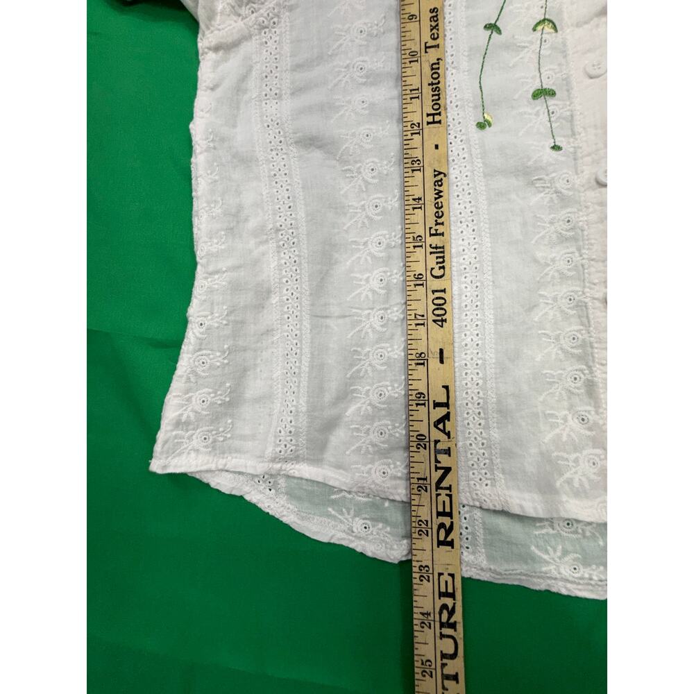 White eyelet Sz L Blossom Embroidered blouse for Women - Picture 8 of 10